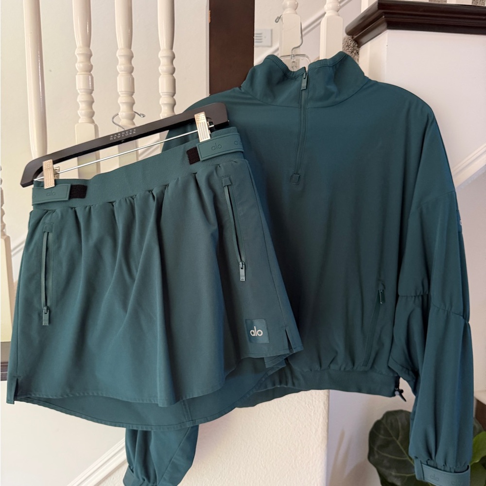 ALO Yoga Teal Fleece-Lined Zip Pullover
